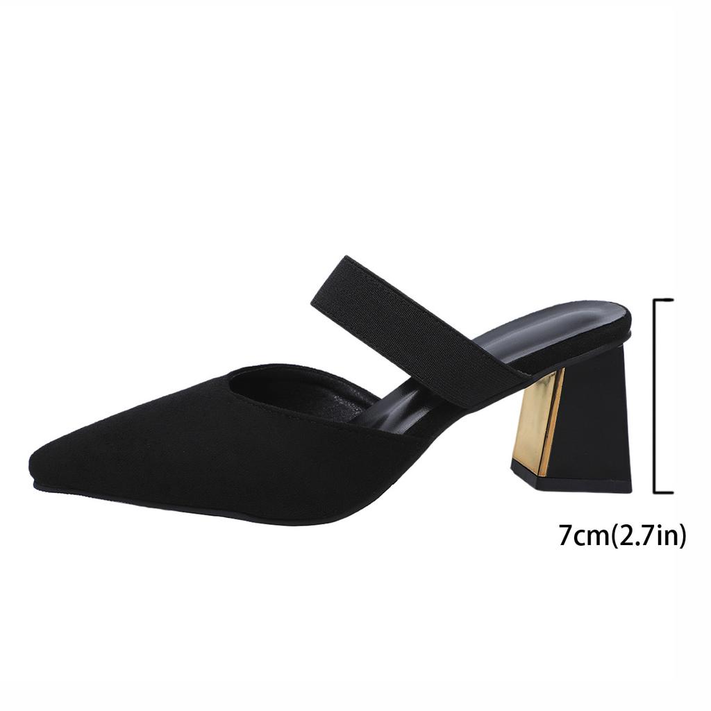 Модная обувь женская 2025 Закрытый носок Женские тапочки Модные нарядные тапочки Женские Заостренный носок Высокий каблук Большой размер Женские сандалии