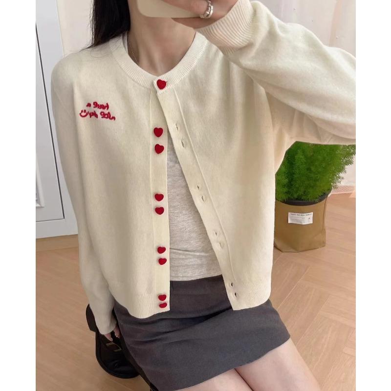 Зимний новый повседневный универсальный кардиган свитер с круглым вырезом на пуговицах свободного кроя женский