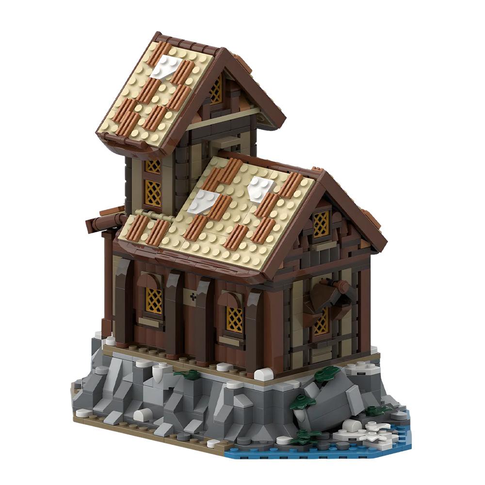 MOC Vikingская деревня Расширение Сарай для хранения Строительные блоки Модель Средневековый сарай для хранения Архитектура Кирпичи Собираемые игрушки Детские подарки