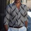 Новая мужская линия в стиле business casual, рубашка с 3D-принтом, формальная, весенне-летняя, с лацканами, с длинным рукавом, размеры XS-5XL, рубашка из эластичной ткани, 2024