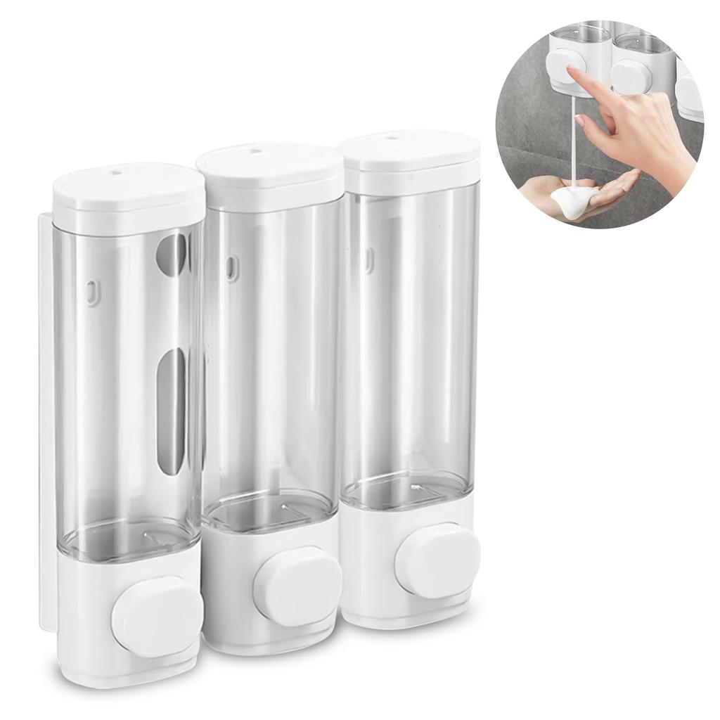 Shower Soap Dispenser Wall Mounted , Shampoo And Conditioner Dispenser,Shower Shampoo Dispenser 3 Chamber,Shower Dispenser