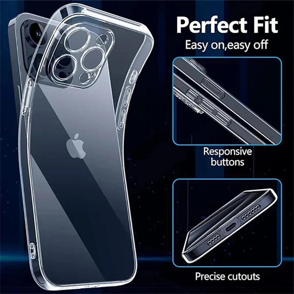 Для iPhone 16 Pro Max 15 14 13 12 11 Pro Max Прозрачный Ударопрочный Чехол Прозрачный iphone 13 12 Mini X XR XS 7 8 16 Plus Черная Крышка