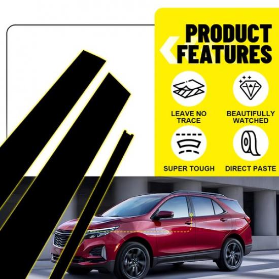 TrimBlack Plated Post Window Door Cover For Chevy Pillar Equinox 2018 -