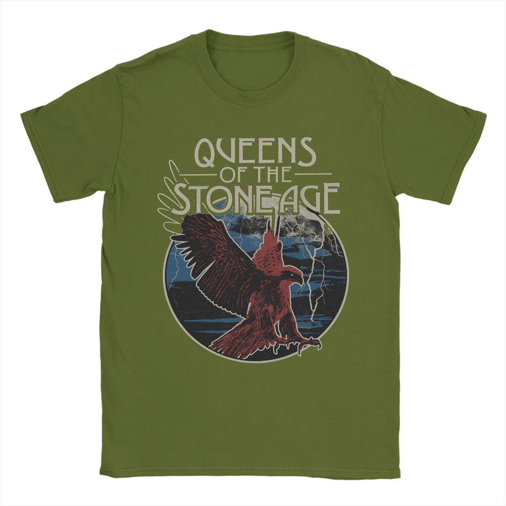 Футболка с принтом музыкальной группы Queens of the Stone Age для взрослых Американский рок Чистый хлопок Летняя футболка Оверсайз