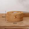 Handwoven Rattan Storage Box with Lid Tea Food Container Kongfu Tea Set Bread Fruit Basket with Lid Puer Tea Bag Organizer