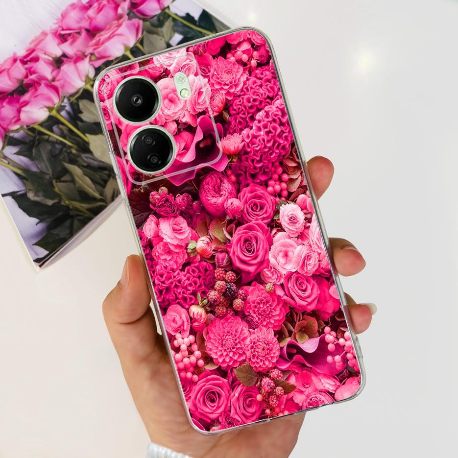 Чехол для Xiaomi Poco C65 Милый Кот Бабочка Мягкий ТПУ Чехол для Телефона Для Xiaomi Redmi 13C Redmi13C PocoC65 Fundas 6.74'' Бампер