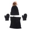Winter Warm Children's Hat Scarf Gloves Set Fashion Thicken Windproof Kids Beanie Hat Cover Hood Scarf Mittens