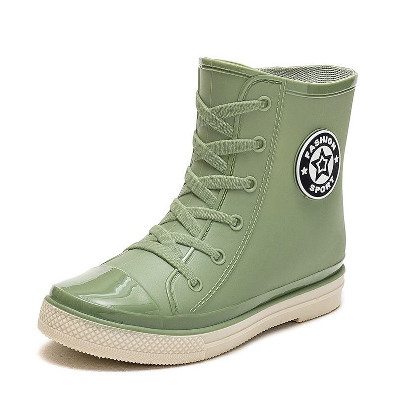 Fashion rain shoes women's winter non-slip medium tube water shoes water boots short tube rain boots car wash shopping kitchen shoes glue shoes tide