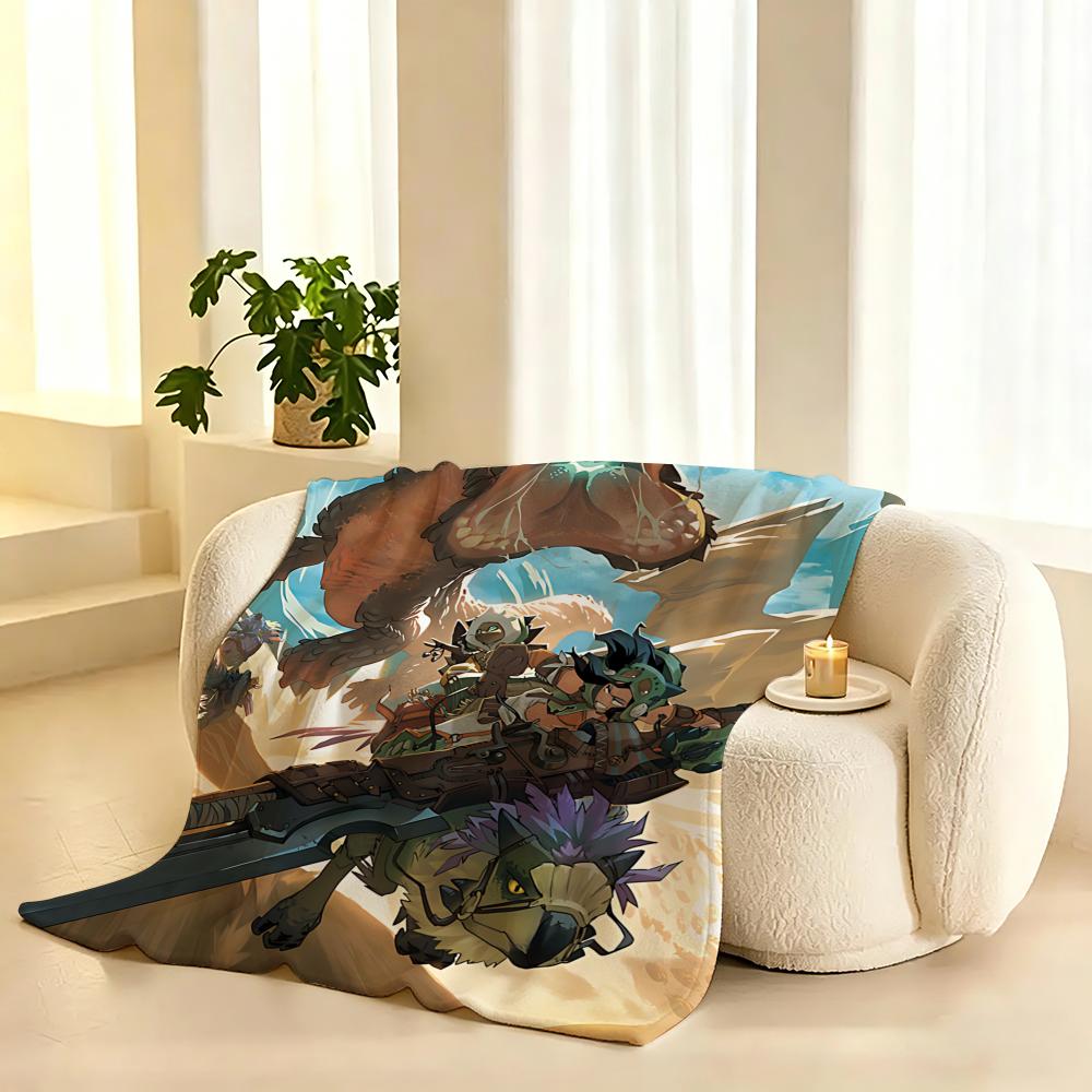 Monster Hunter Game Throw 240g flannel blanket, suitable for sofas, beds, offices, exquisite gift blankets