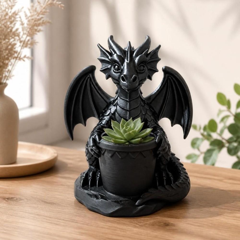 Готический цветочный горшок для суккулентов 3D-печать Настольные украшения Креативная статуэтка дракона Подарок