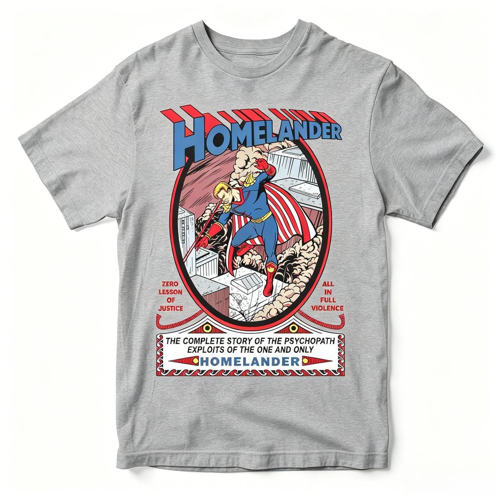 Homelander Retro Comic Tshirt The Boys Villain Cotton Tshirt 2026 Summer Oversized Mens Womens Streetwear Y2k Style Shirt