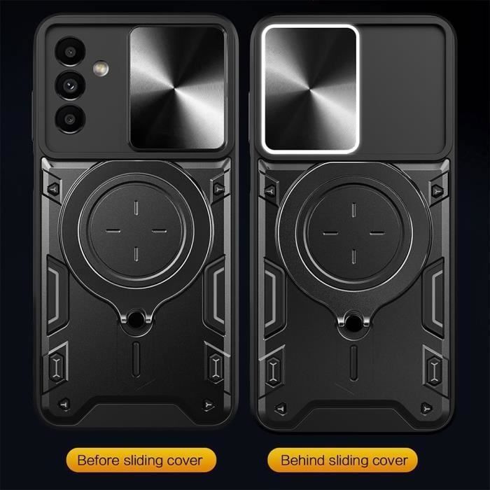 Protective Case - BOOLING - for Samsung Galaxy A05s - Camera Protector - Rotating Stand - with 2 Tempered Glasses