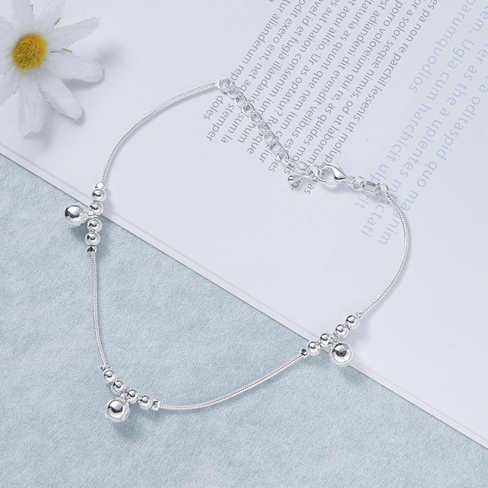 New Jewelry Women Ankle Bracelet Bells Bead Foot Anklet Silver Plated Chain