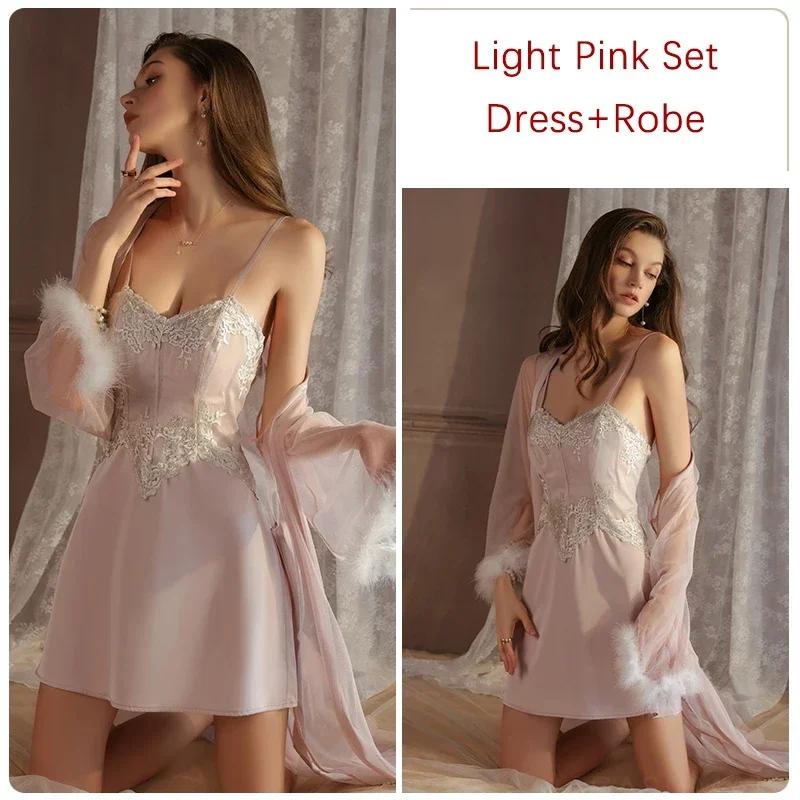 Женский костюм из кружевного жаккарда, мягкая прозрачная сетка, прозрачное платье с открытой спиной, на подтяжках, с бюстгальтером, фантазийная пижама