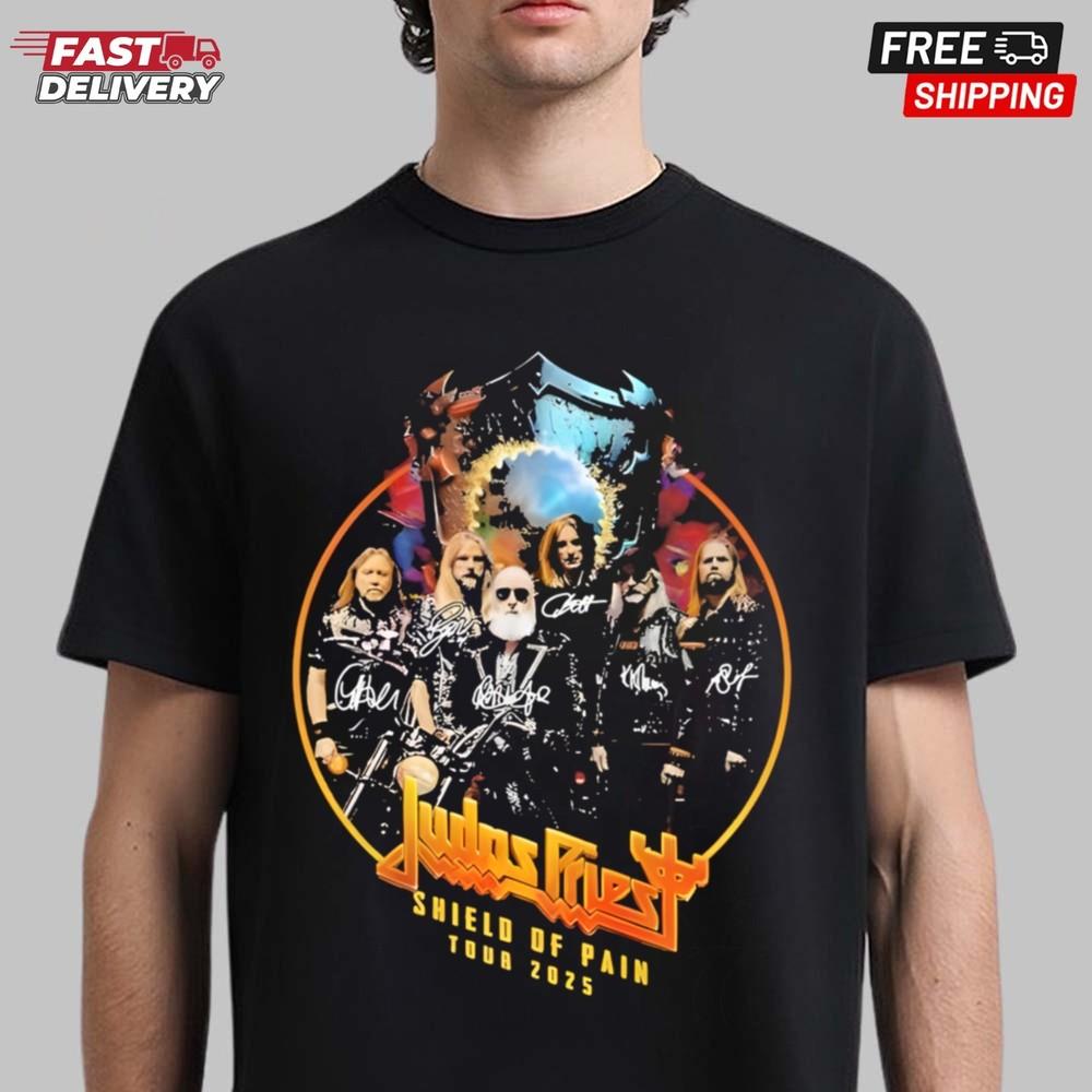Judas Priest Shield Of Pain Tour 2025 T-Shirt, Gift for Men Womens Unisex T-Shirt