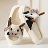 Linen Slippers for Women In Summer, Cow Slippers for Indoor Use, Anti Slip and Anti Odor Thick Soled Sandals for Home Use
