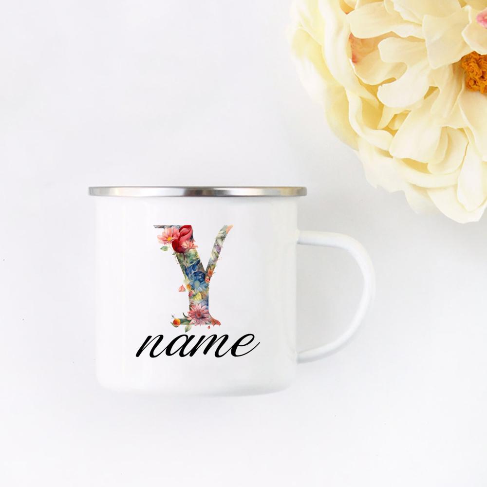 Personalized Floral Initial Name Cup Custom NameTea Coffee Hot Chocolate Mug Bride Bridesmaid Mothers Day Gift for Her