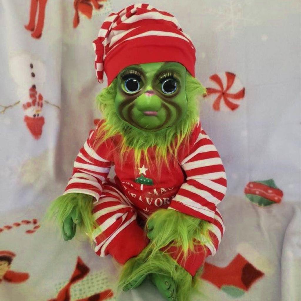 Christmas Latex Doll, Green Furry Gift, Plush Ornament, Christmas Gift