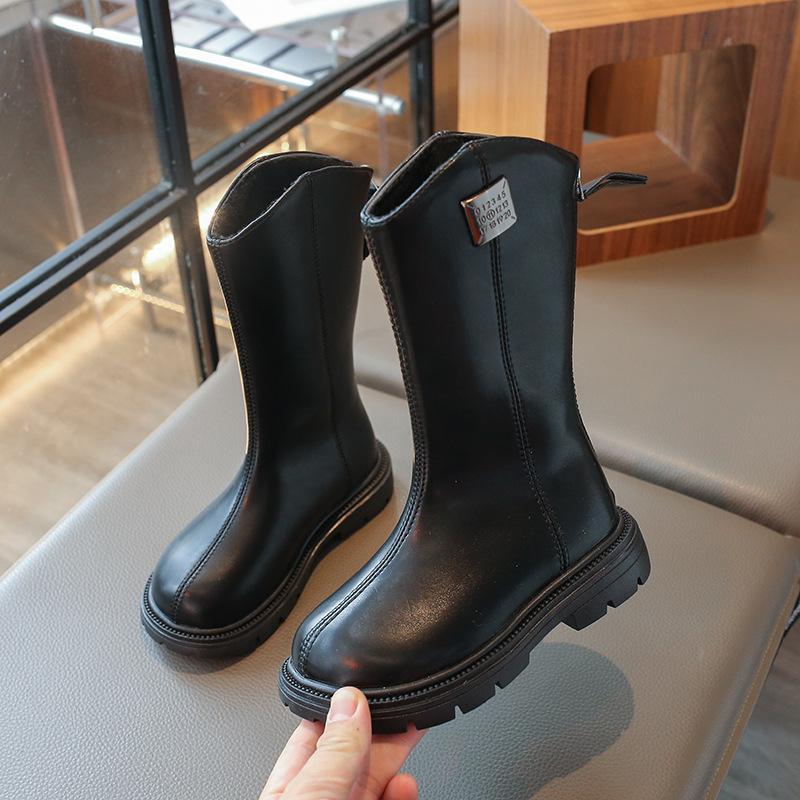 Сапоги для девочек из фланелевой ткани, два хлопка, высокие, осенне-зимние, новинка, рыцарские сапоги для маленьких девочек, корейская версия, детские хлопковые сапоги среднего и большого размера