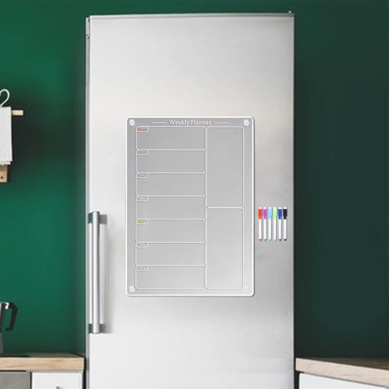 Акриловая доска для еженедельного планирования, планировщик еды, устойчивая к царапинам, легко стираемая, кухонный холодильник, магнитная доска для меню, прозрачная доска с еженедельным календарем