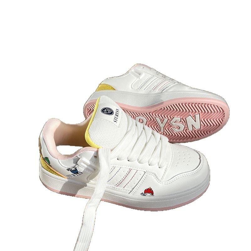 Дышащие маленькие белые туфли 2025 весна нишевые студенческие платформа цветовая гамма хлебные туфли женская мода универсальные кеды корейская версия