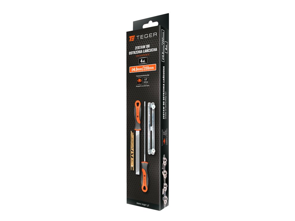 Chain sharpening kit, 4.0/200mm - 3/8" (4 pcs), Teger