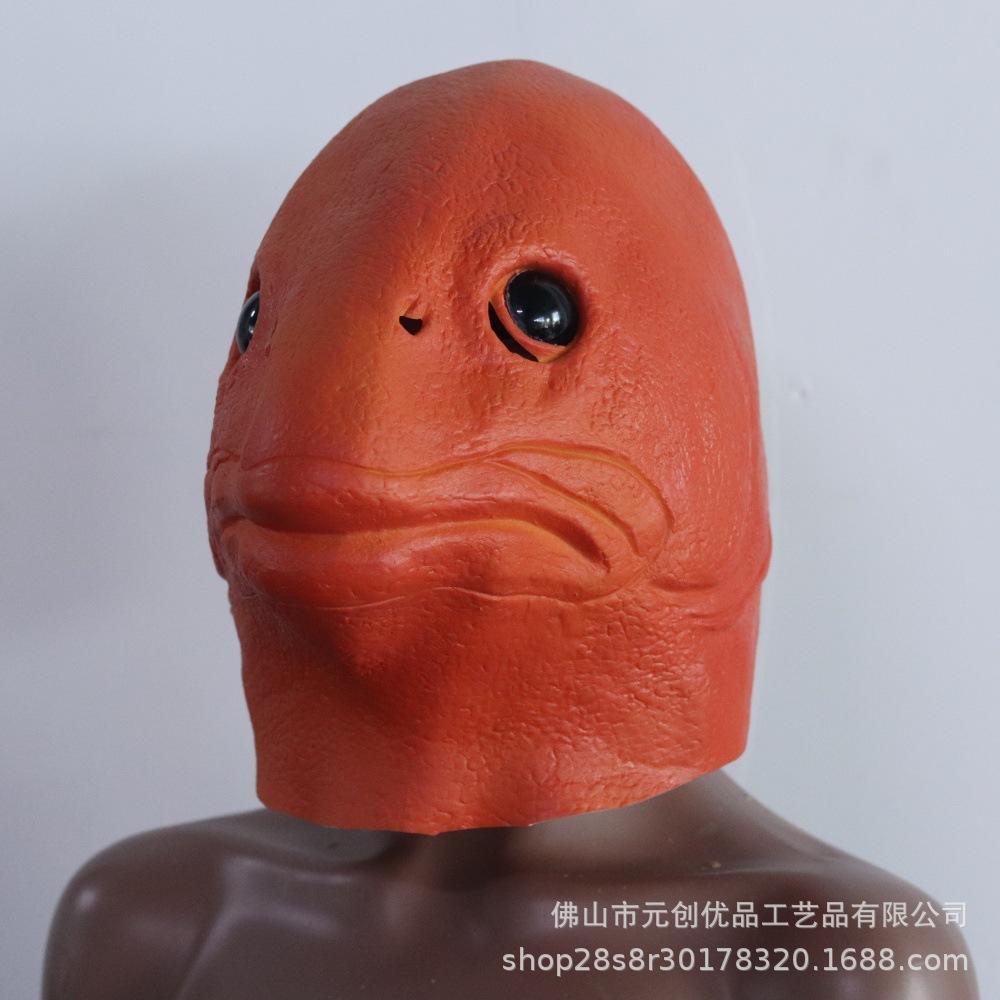 Funny fish head mask Halloween party festival full-face latex animal headgear creative silly funny costume