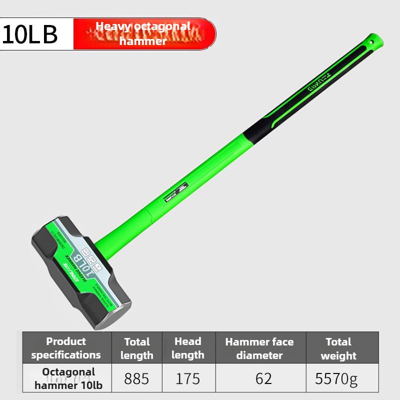 2LB-12LB Sledge Hammer Heavy Duty Octagonal Hammer Multi-functional Construction Wall Remover Hammers High Carbon Steel Tools