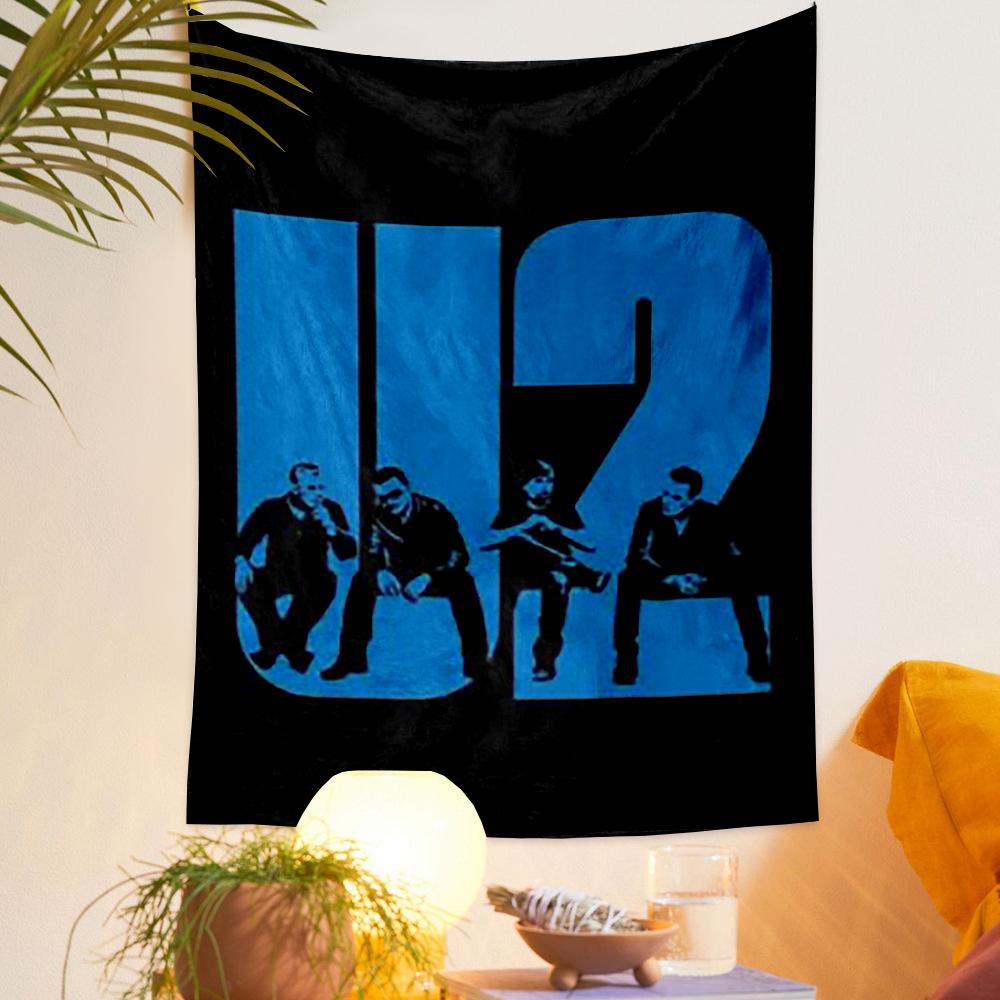 Large Tapestry U2 Band Logo Blue Silhouette Rock Music Living Room