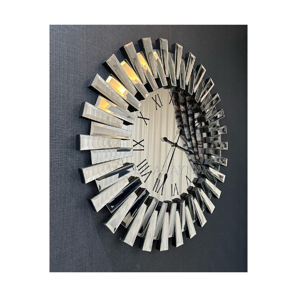 65 Cm Diameter Silver Color Mirrored Wall Clock