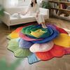 3D Цветочный Ковер Абсорбирующий Быстросохнущий Неправильной Формы Плюшевый Цветочный Напольный Коврик Моющийся Нескользящий Ковер для Гостиной Спальни Ванной Комнаты Кухни Декоративный