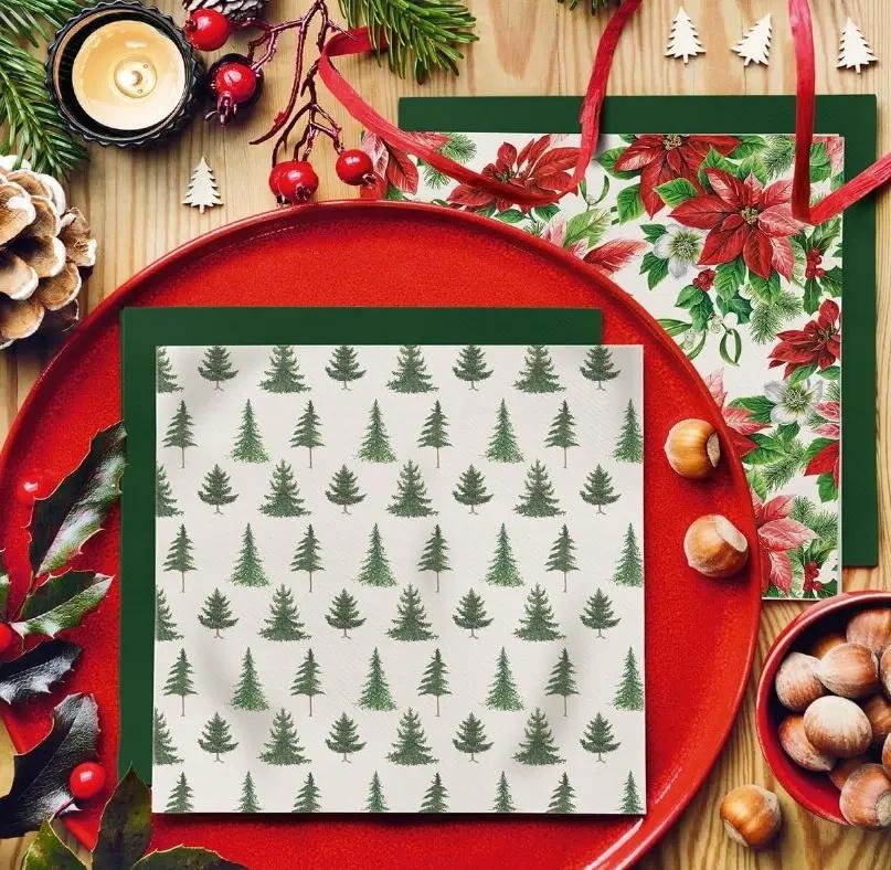 Premium Airlaid Cutlery Napkin Bags "Christmas Night" 40 X 40 50 Pcs