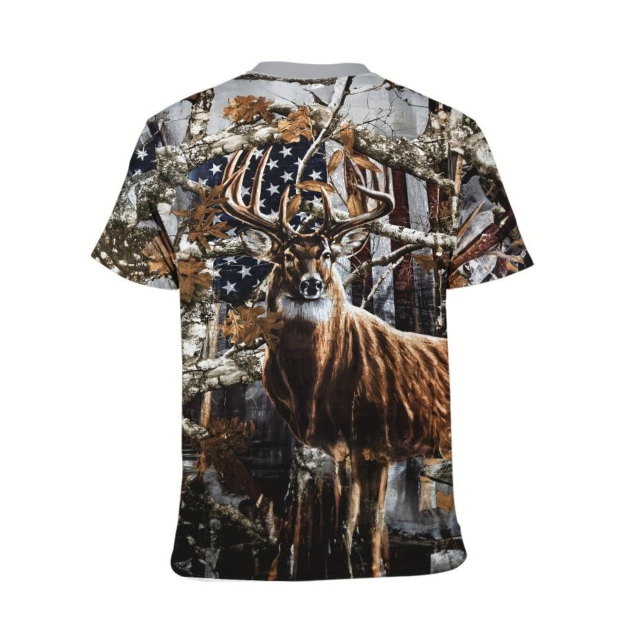 3D Digital Men's Crew Neck Short Sleeve Stylish Design T-shirt with Skeleton Pattern and Letter Print for Summer Outdoors Wear