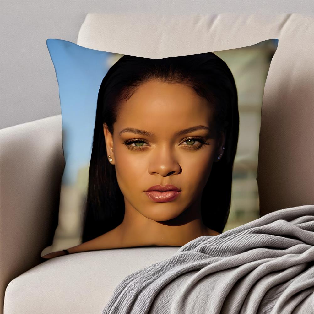 Bold RB Barbadian Singer RRihanna Cushion Cover Pillowcase Antidustmite Invisible Zipper Short Plush Sofa Cushion
