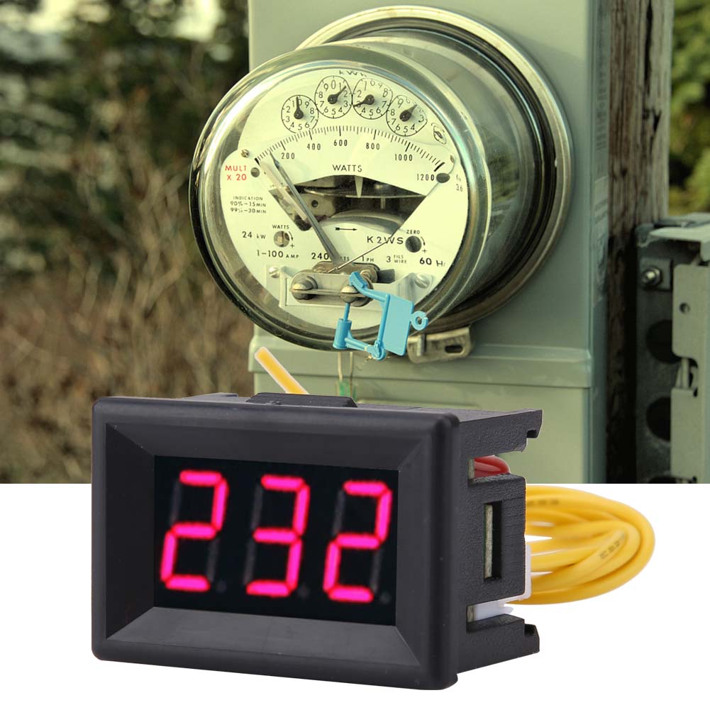Digital Voltmeter, 1pc Digital 0.36″ LED Display Voltmeter AC Voltage Panel 70-380V