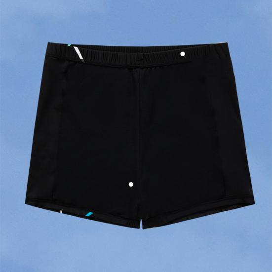 Men Swimming Shorts Elastic Waist Soft Quick Dry Slim Fit Printed Color Matching Mid