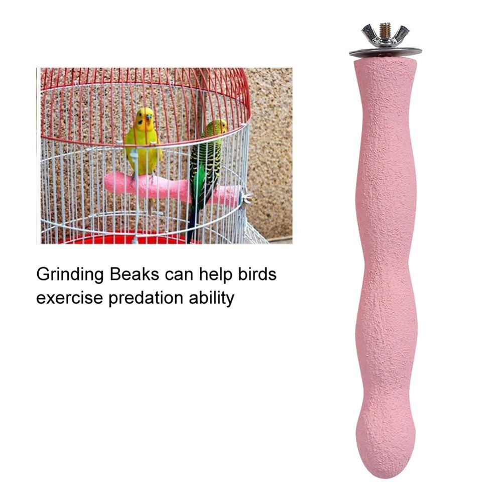 Rough-Surfaced Bird Perch Stand Scrub Station Beak Grinding Bar Wooden Chew Toy Cage Accessories