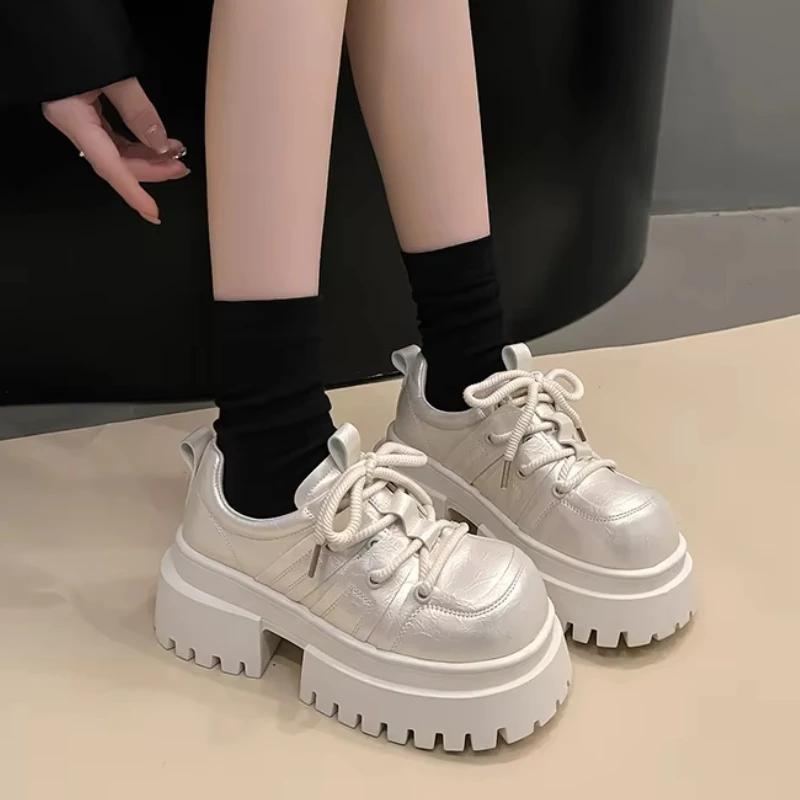 Модная женская обувь на высоком каблуке Мода 2025 Туфли на шнуровке с круглым носком для женщин Офис и карьера Классика Бестселлер Платформа Женская обувь