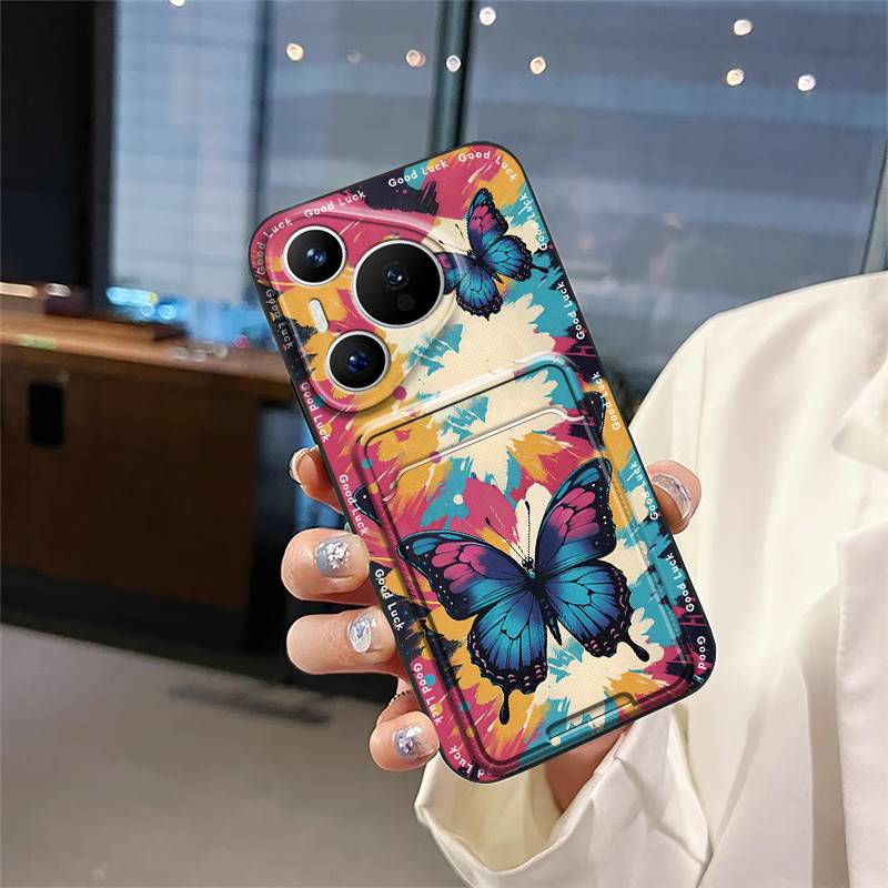 Водонепроницаемый силиконовый чехол для телефона Huawei P70 Pro/Pura 70 Pro+ Модный дизайн Полная защита Мягкий чехол Слот для карт Прочный Милый