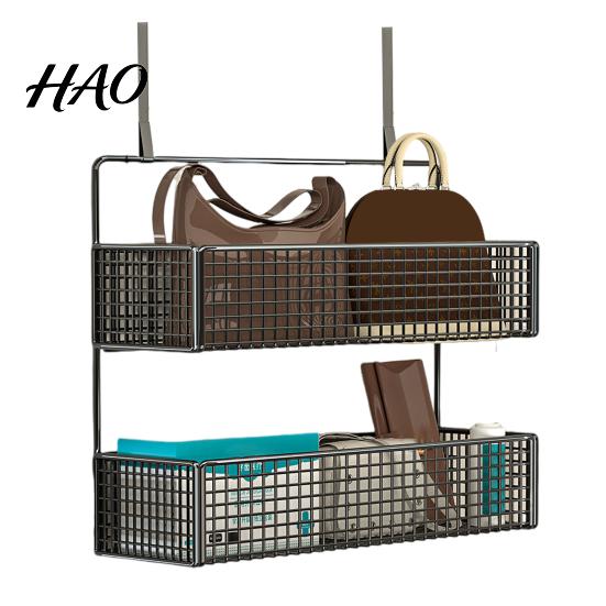 Bedroom Hanging Storage Rack Door Organizer with Hooks Sturdy Construction Mesh Hanger Hook Design Easy to Assemble Detachable Behind Basket