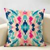 Watercolor Bright Abstract Art Colorful Cushion Cover Durable Hypoallergenic Organic Linen Pillow Cover Washable SkinFriendly