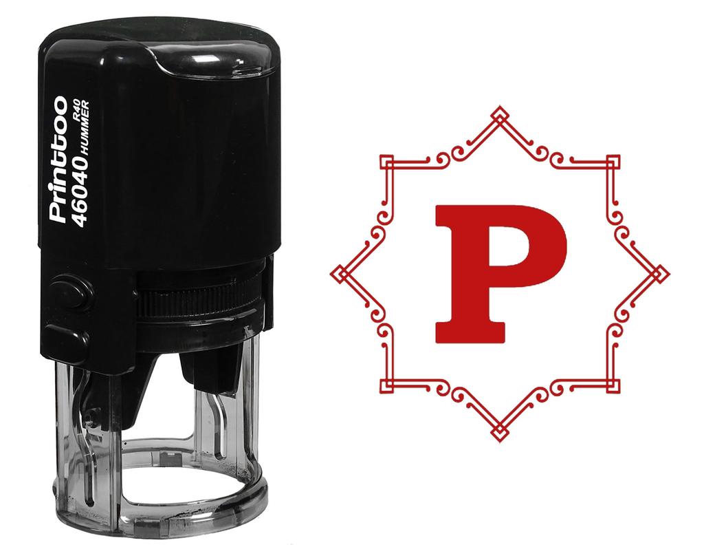 Printtoo Alphabet P Monogram Initial Octagon Celtic Swirl Frame R-40 Self Inking Rubber Stamp Office