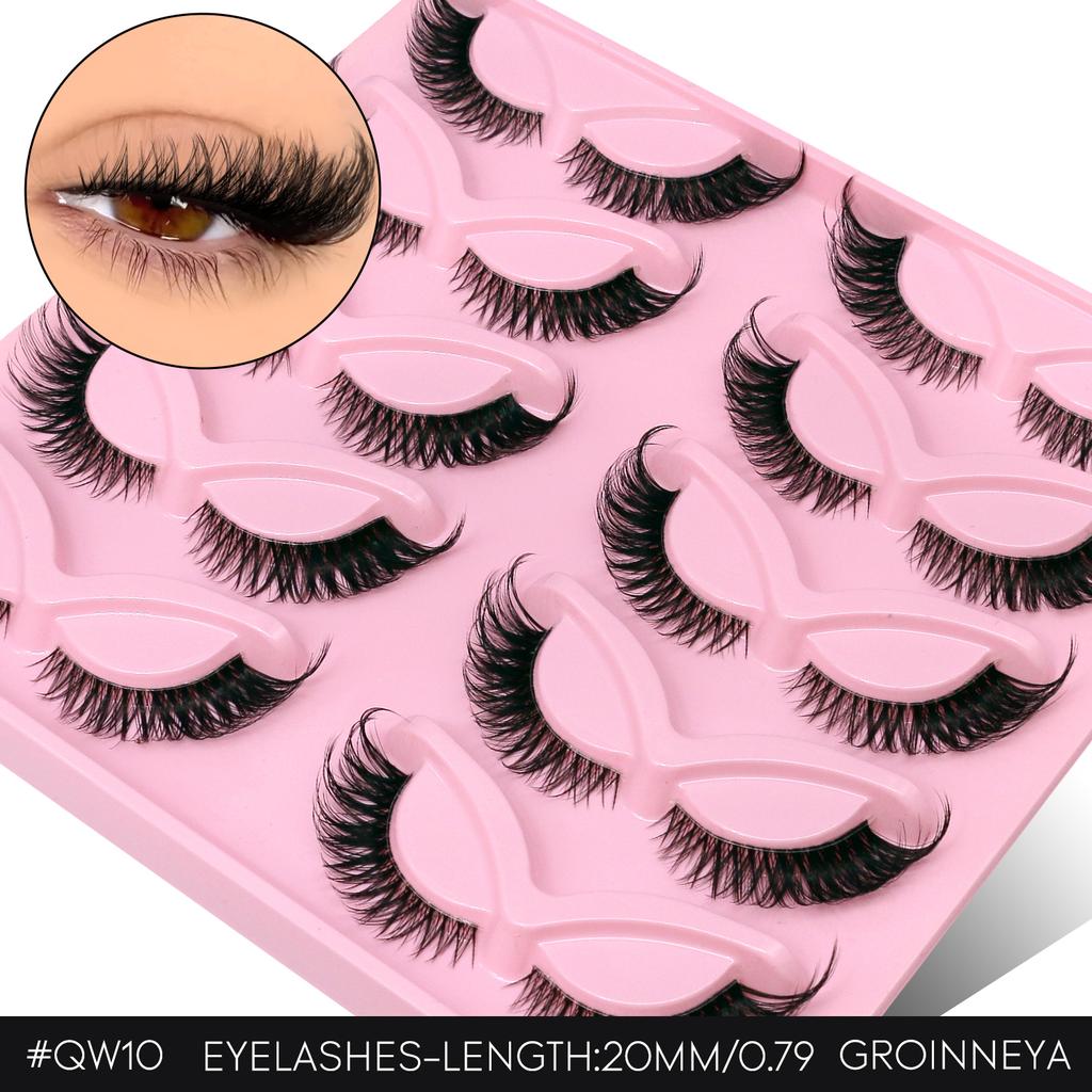 GROINNEYA Fluffy Cat Lashes 3D Faux Mink Lashes Soft Full Thick Eyelashes Wispy False Eyelashes Curly lashes wholesale lashes