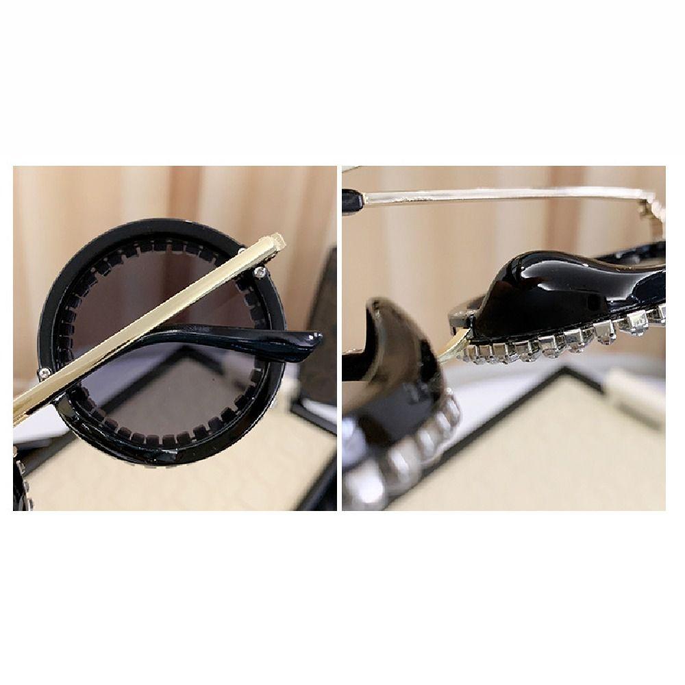 Steampunk Retro Frame Eyewear Fashion Women Spectacles Convenient Rhinestone Sunglasses Selfie