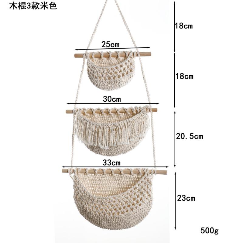 3-слойные настенные держатели для хранения на дверь и полки, хлопковая веревка, настенная корзина, сумка для хранения всякой всячины