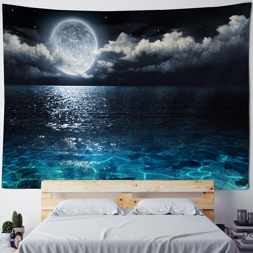 A beautiful lake and moon background tapestry made of polyester fiber suitable for living room bedroom and office.
