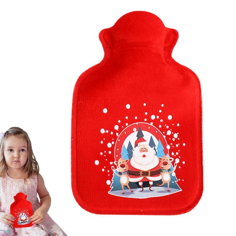 Многоразовая зимняя теплая грелка для рук из ПВХ, облегчение боли при стрессе, сумка для бутылки с горячей водой с вязаным мягким рождественским уютным чехлом