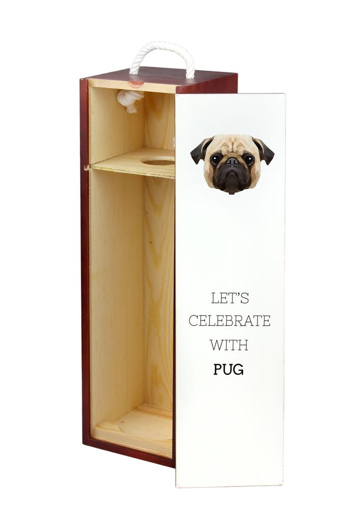 Mops, Pug, Carlin - Geometryczne Pudełko Ze Zdjęciem I Napisem Na Wino Marki Art-Dog