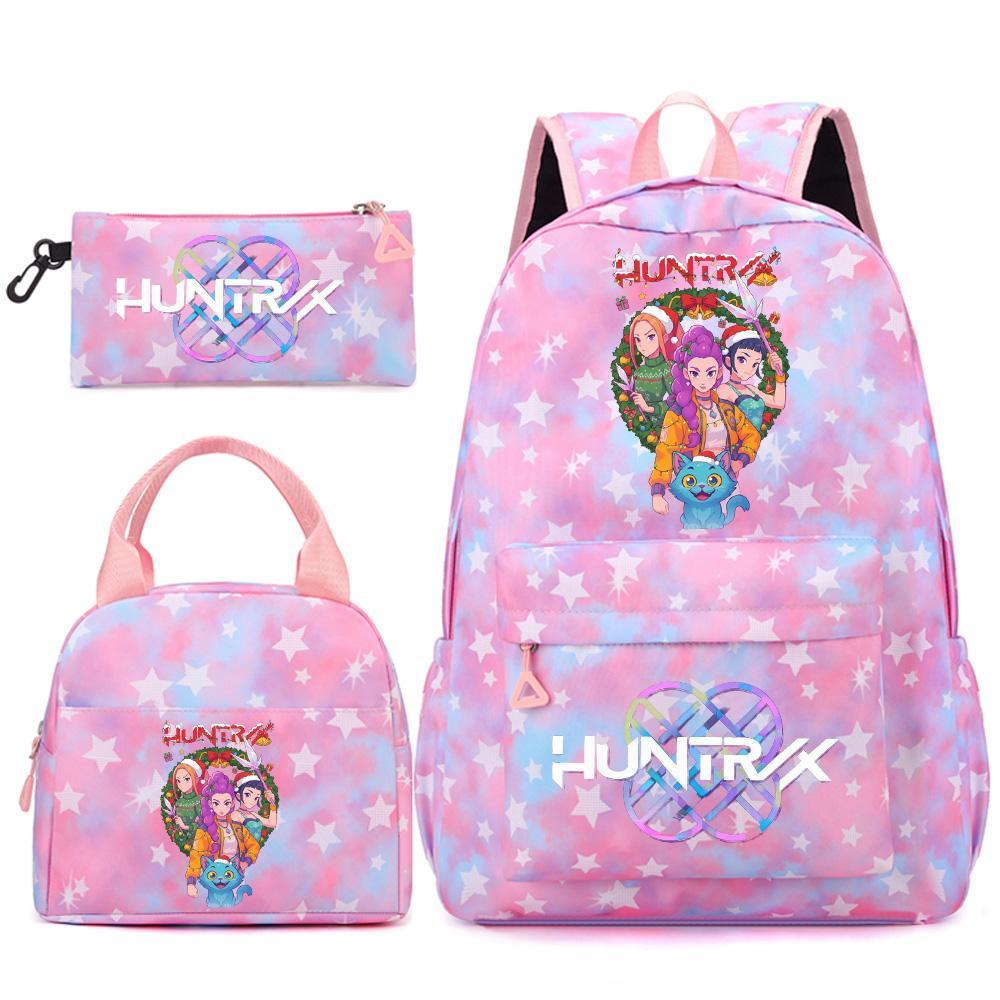 3Pcs/set Christmas Kpop Printed Backpack Handbag Pencil Case for Teenger Student Girl Boy Schoolbag Kid Bookbag Large Capacity Travel Bag Gift