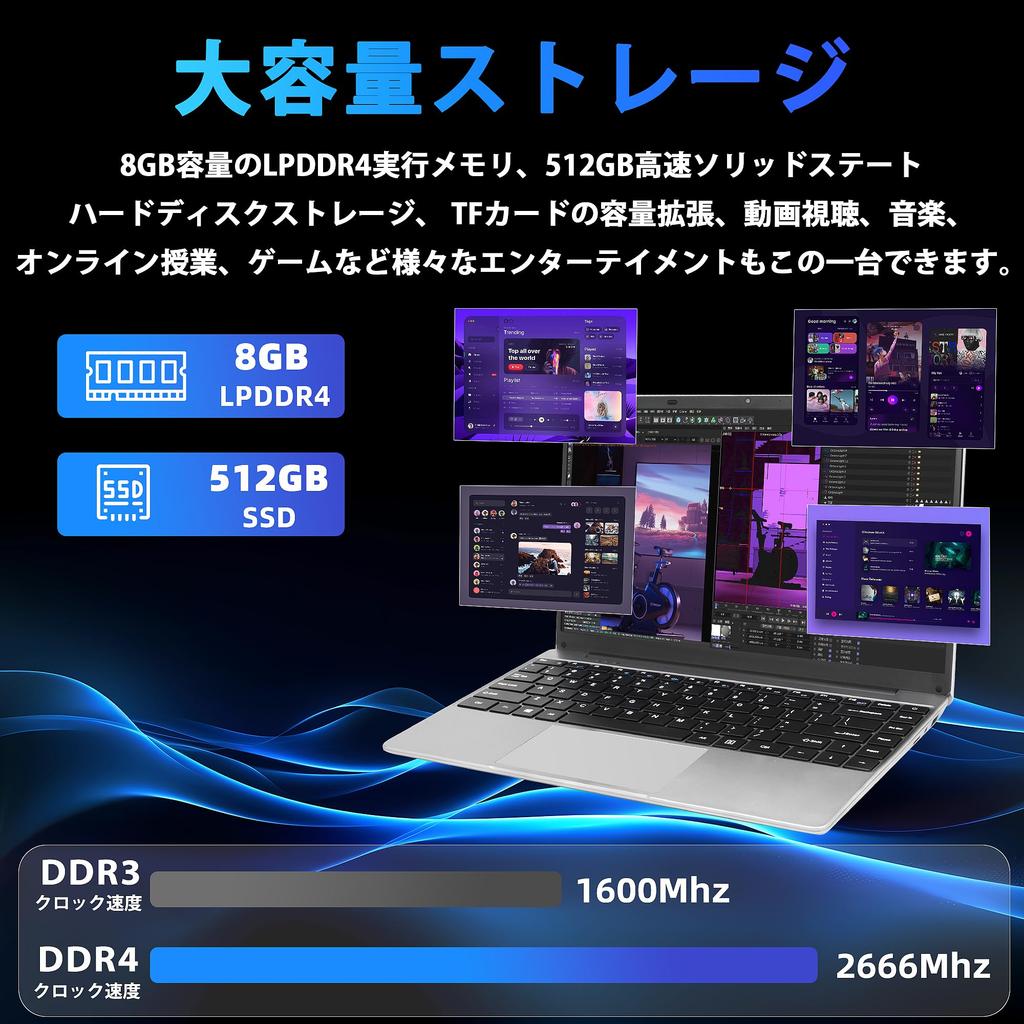 Laptop with MS Office Windows 11 IPS Quiet Celeron J4105 8GB DDR4 512GB Mute Japanese Keyboard with Dual USB and SSD Thin and Lightweight 14-inch